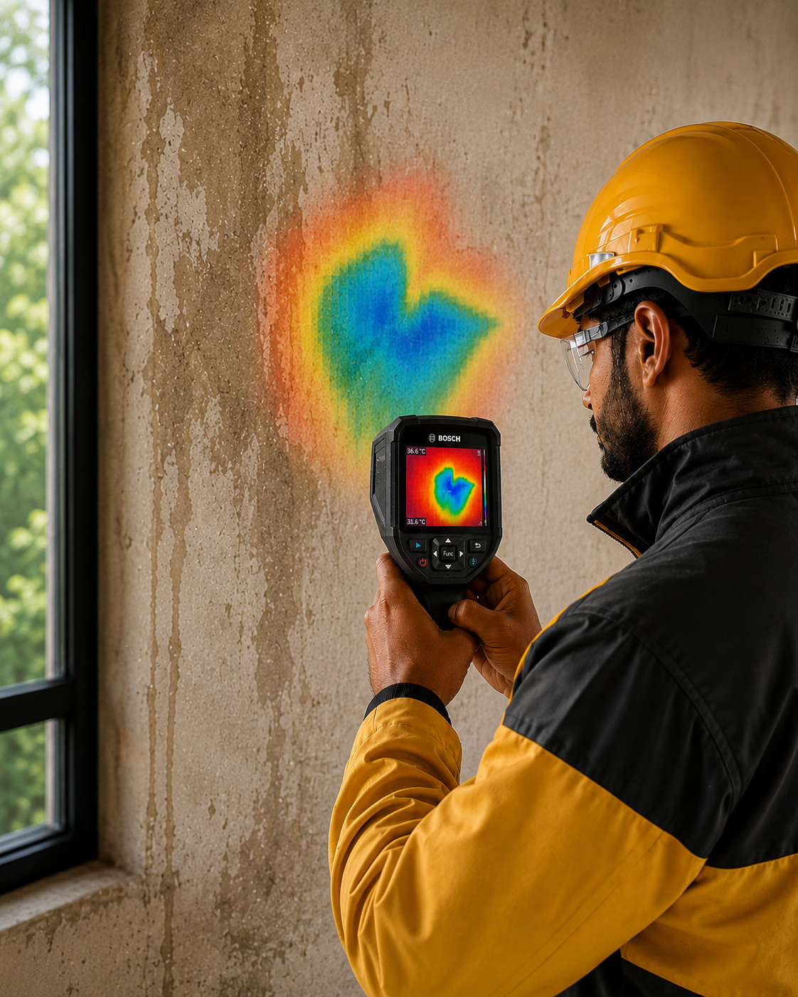 FoxScan inspection in progress, showing on-site building diagnostic work with professional tools